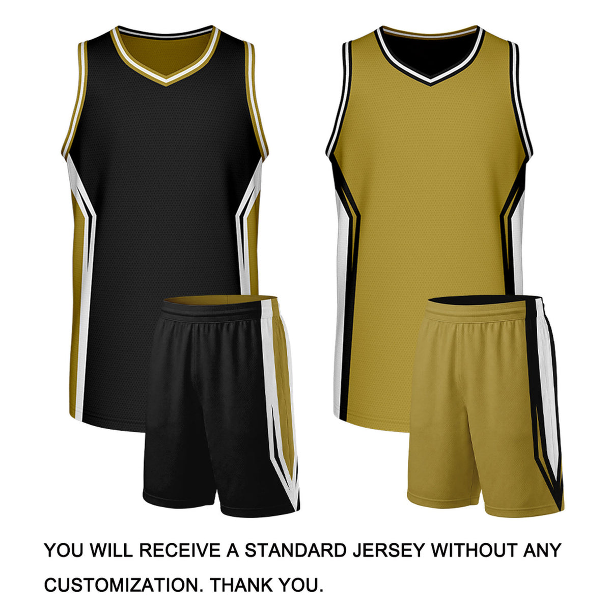 Custom Black & Gold Two Sided Basketball Uniform Set | Personalized Team Uniforms for Adult & Youth