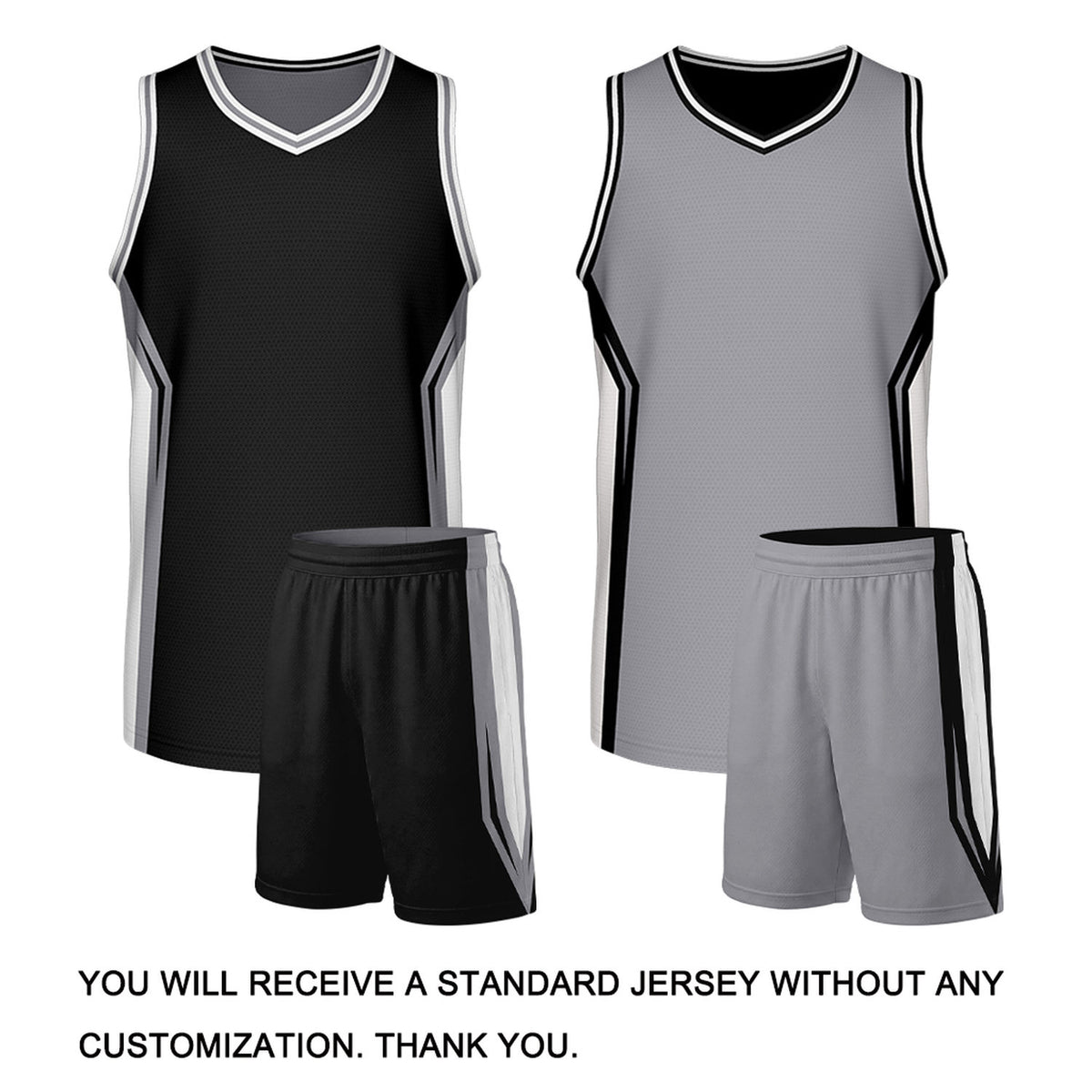 Custom Black & Grey Two Sided Basketball Uniform Set | Personalized Team Uniforms for Adult & Youth
