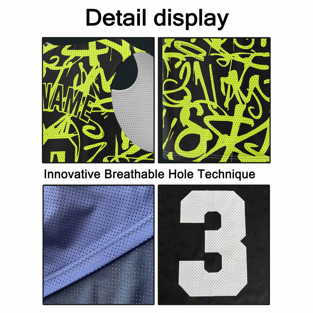 Custom Black & Neon Yellow Graffiti Basketball Jersey - Personalized Team Name, Number & LOGO | Vosoli