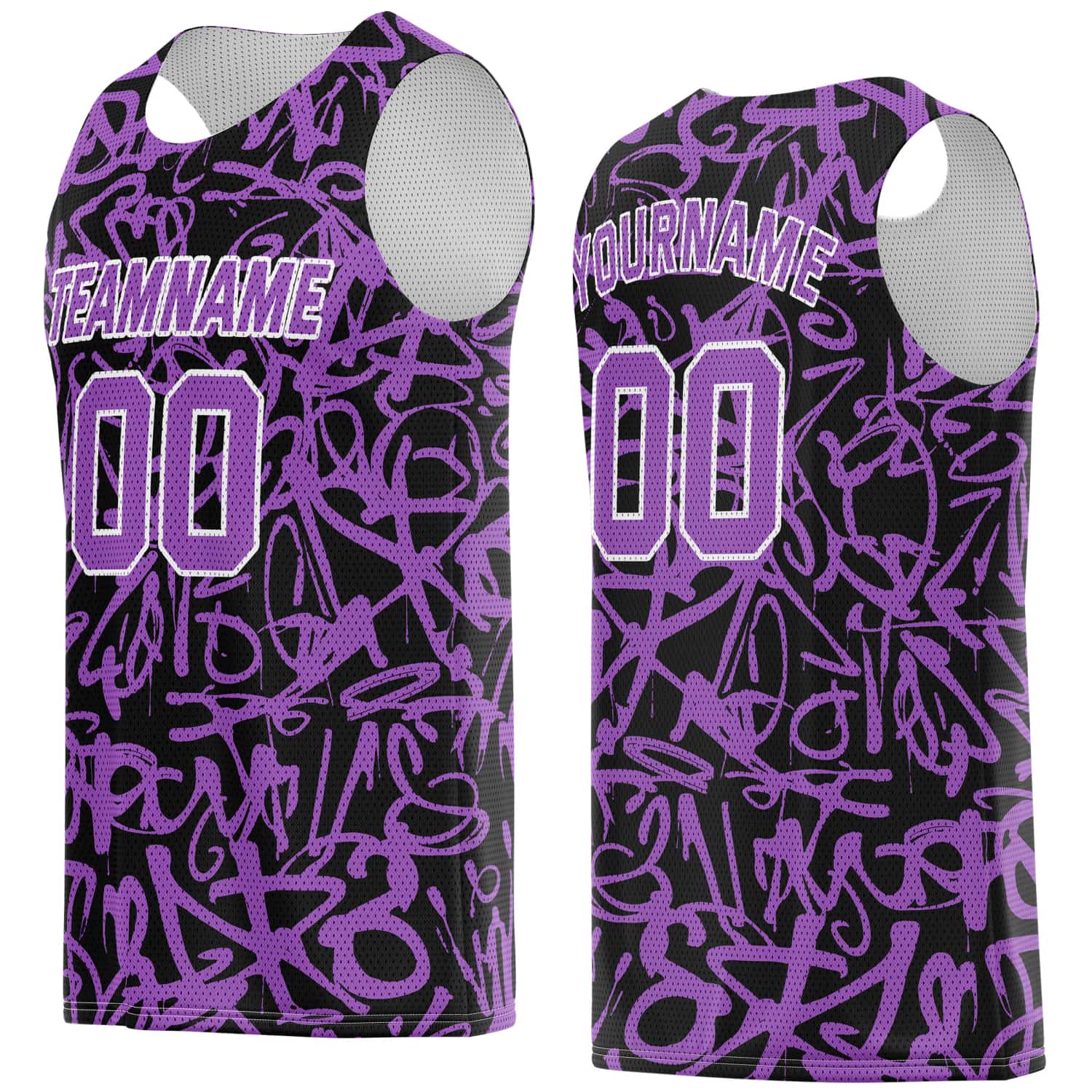 Custom Black & Purple Graffiti Basketball Jersey - Personalized Team Name, Number & LOGO | Vosoli