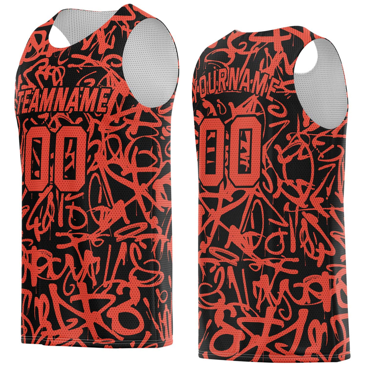 Custom Black &amp; Red Graffiti Basketball Jersey - Personalized Team Name, Number &amp; LOGO | Vosoli