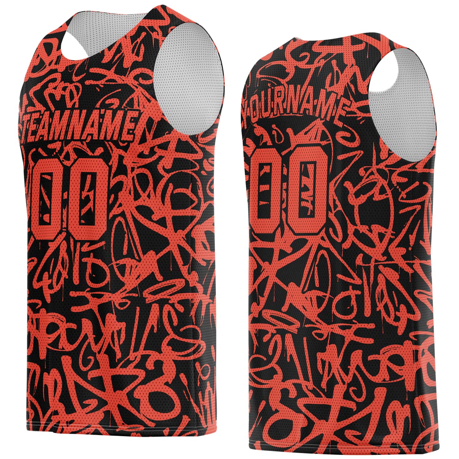 Custom Black & Red Graffiti Basketball Jersey - Personalized Team Name, Number & LOGO | Vosoli