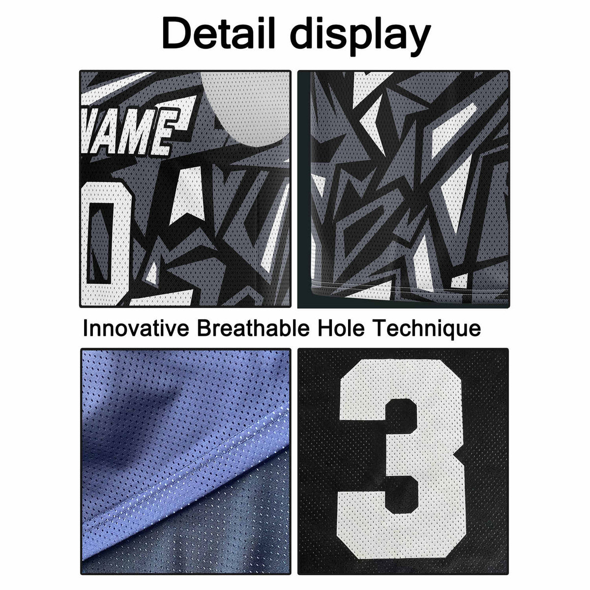 Custom Black & White Geo Pattern Basketball Jersey - Personalized Team Name, Number & LOGO | Vosoli