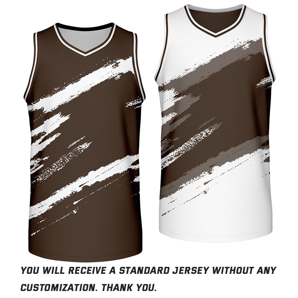 Custom Brown & White Brush Stroke Reversible Basketball Jersey | Adult Youth Jerseys for Large Group Team Orders