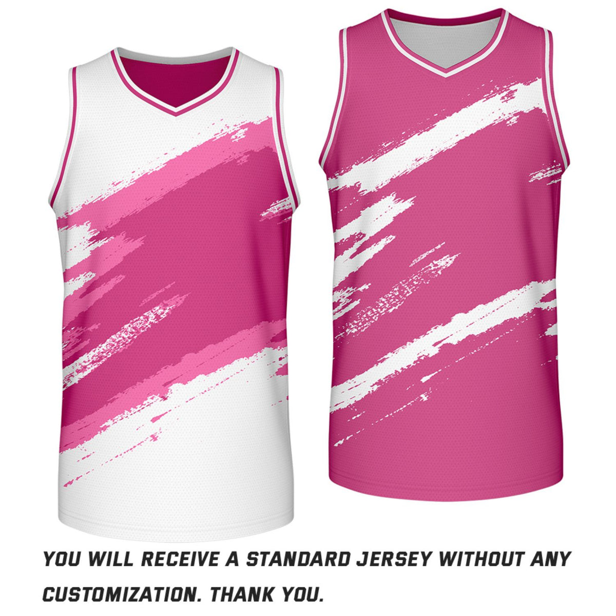 Custom Hot Pink & White Brush Stroke Reversible Basketball Jersey | Adult Youth Jerseys for Large Group Team Orders