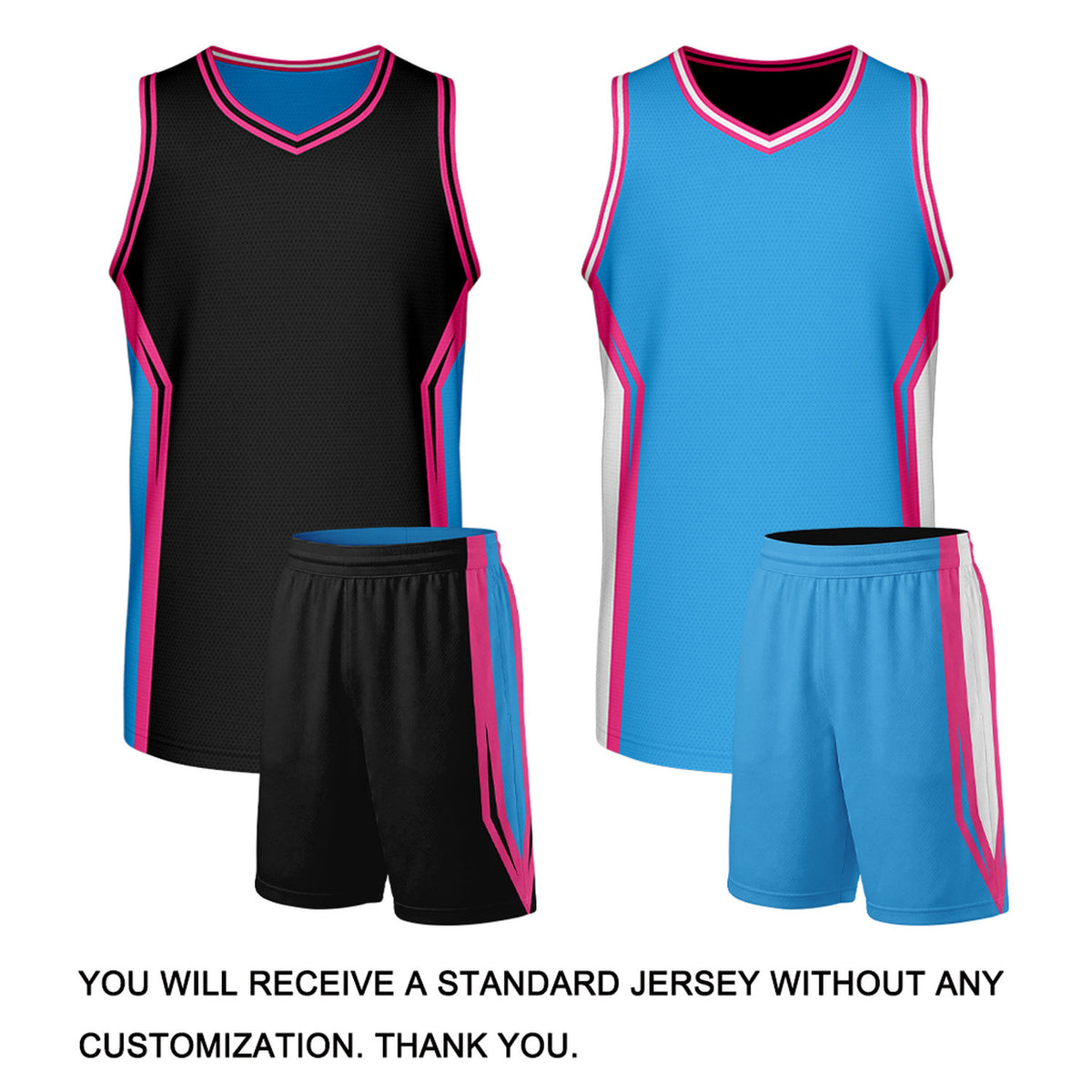 Custom Black & Sky Blue Two Sided Basketball Uniform Set | Personalized Team Uniforms for Adult & Youth