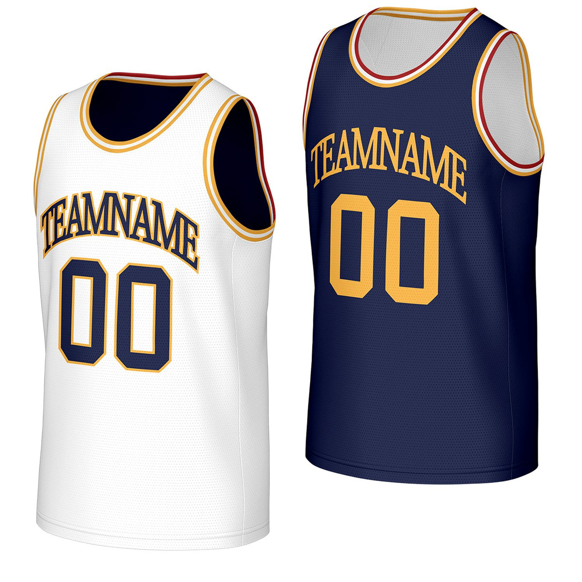 bulk team basketball jerseys white navy reversible by Vosoli, personalized team name, number &amp; logo, breathable mesh dual sided basketball jersey for team games