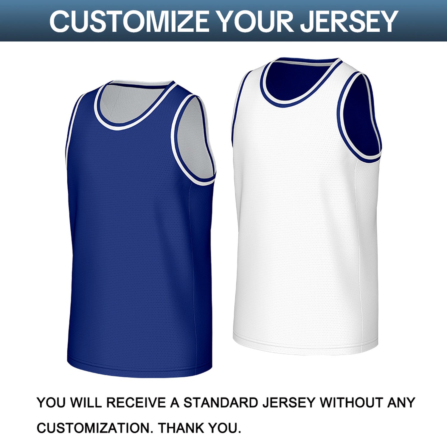Custom Navy & White Reversible Basketball Jersey | Personalized Sleeveless Mesh Jersey for Men Women Youth