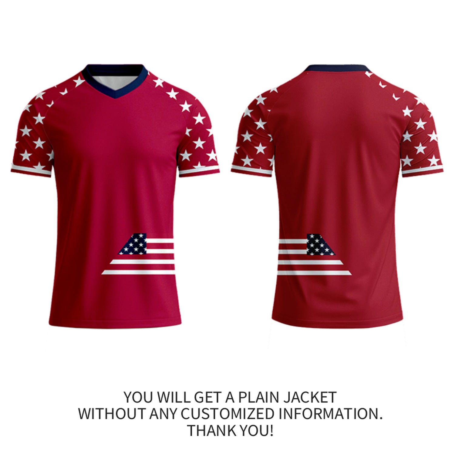 Custom Red Star Pattern Soccer Jersey | Personalized Short Sleeve V-Neck Jersey for Youth & Adult