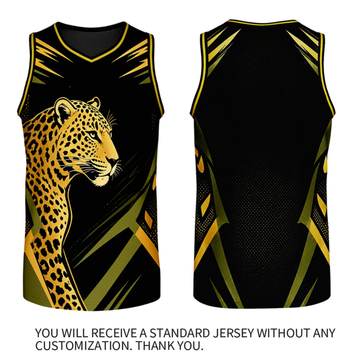 Custom V Neck Basketball Jersey Black & Gold Leopard Graphic Mesh Team Uniform for Adult Youth