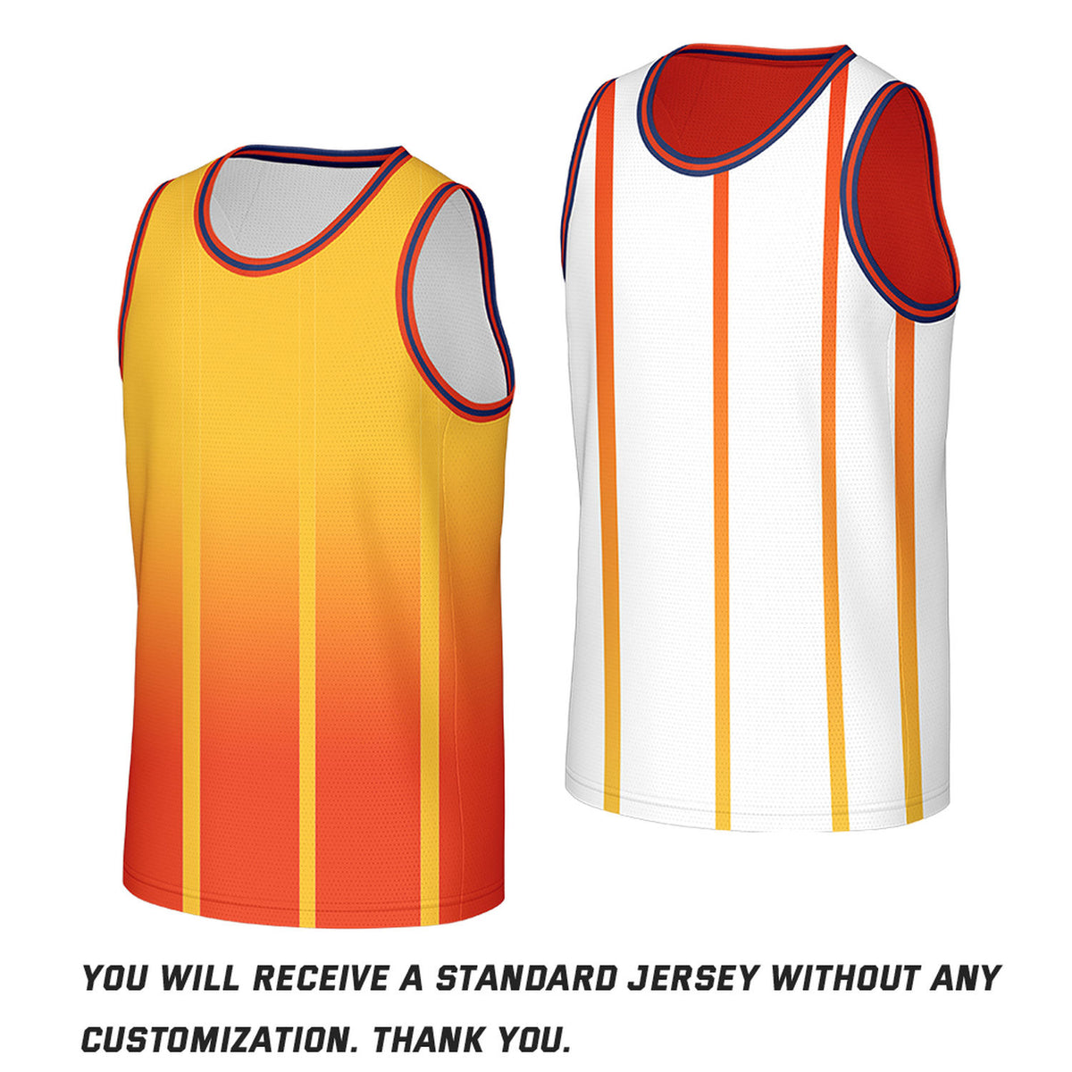 Custom Gradient Vertical Stripe Reversible Basketball Jersey Orange & Yellow Mesh Team Uniform for Adult Youth