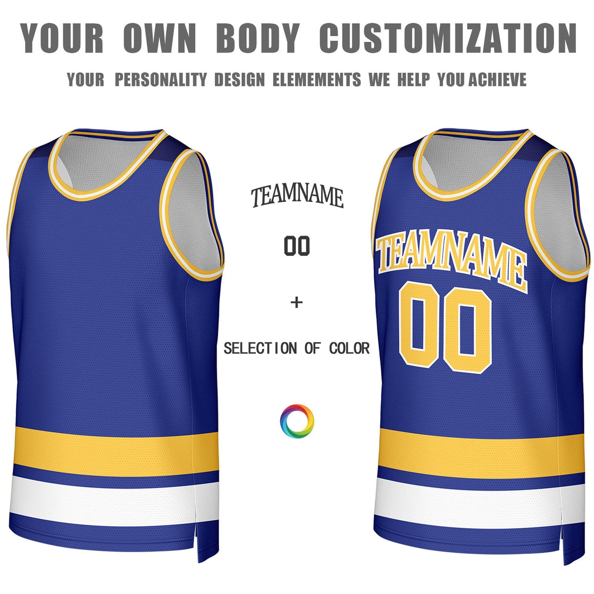 Custom Navy & Gold Reversible Basketball Jersey | Personalized Team Jerseys for Adult & Youth