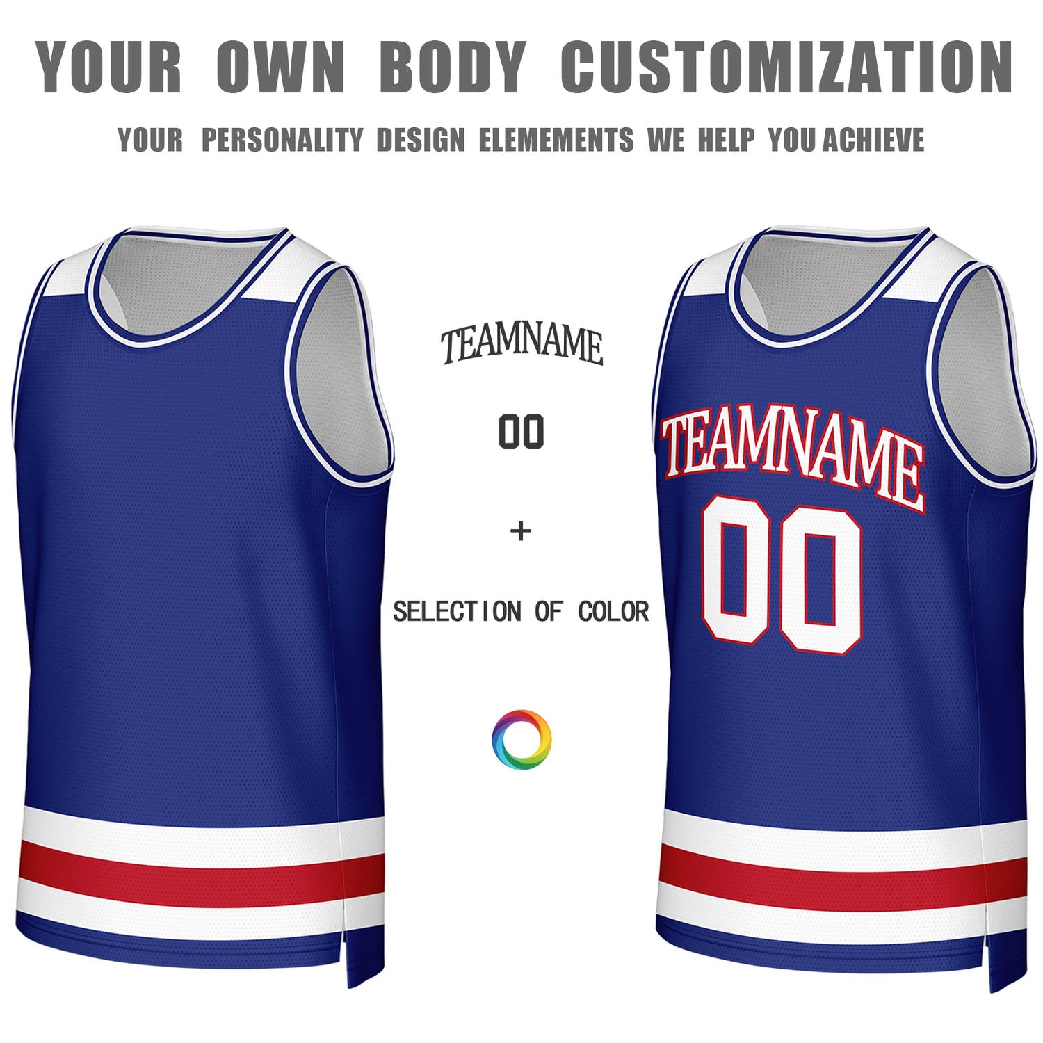 Custom White & Royal Blue Striped Reversible Basketball Jersey | Personalized Team Jerseys with Name, Number & Logo