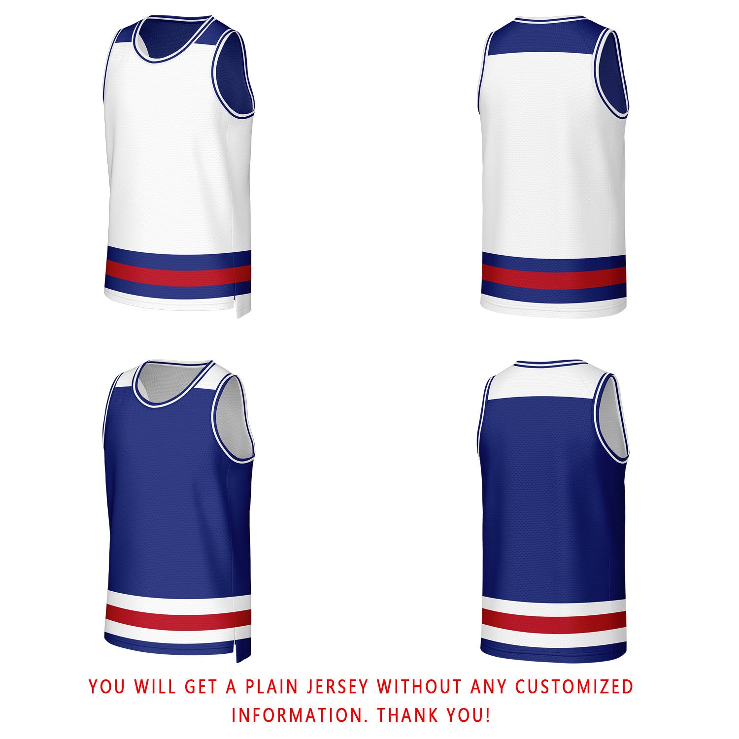Custom White & Royal Blue Striped Reversible Basketball Jersey | Personalized Team Jerseys with Name, Number & Logo