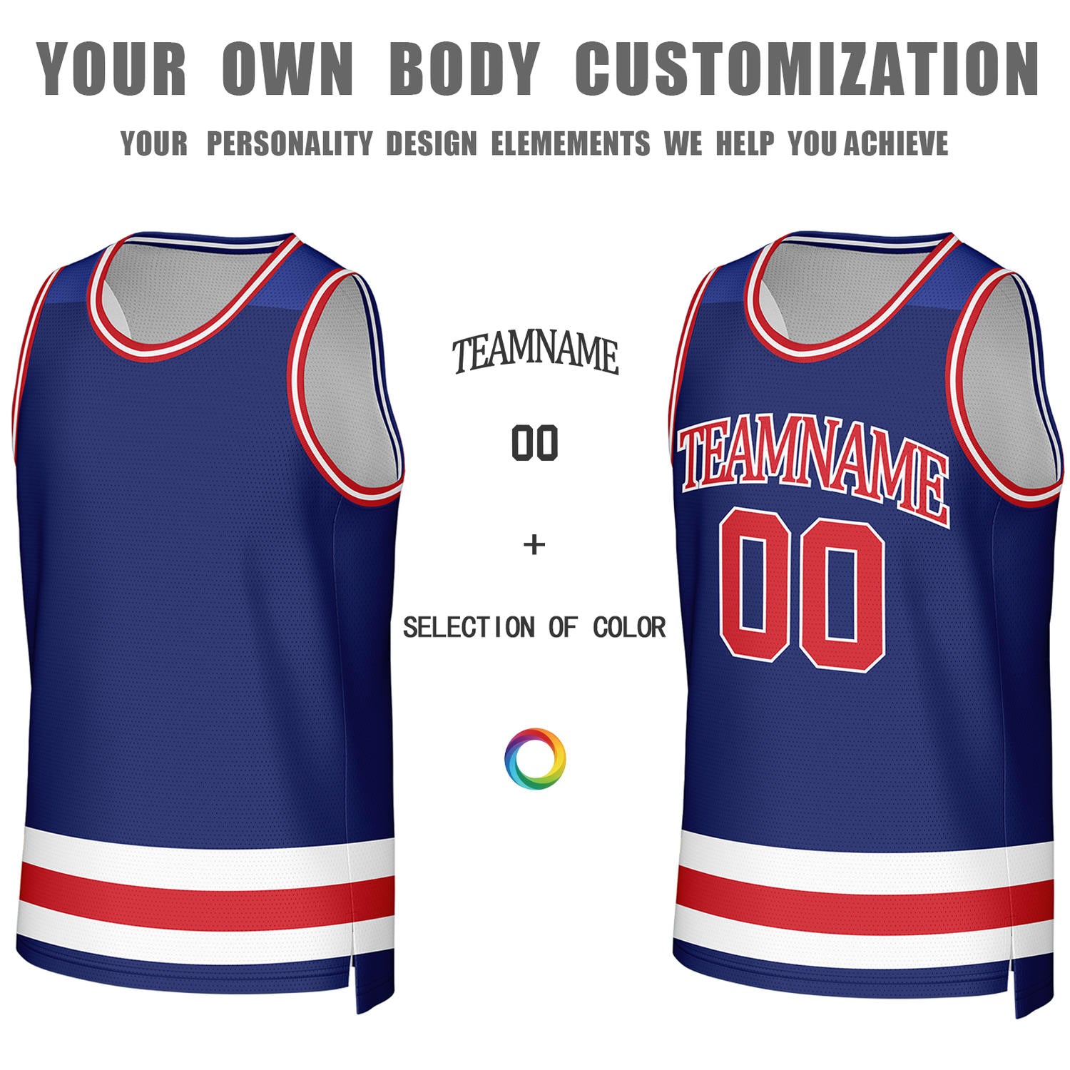 Custom White & Royal Blue Striped Reversible Basketball Jersey | Personalized Team Jerseys with Name, Number & Logo