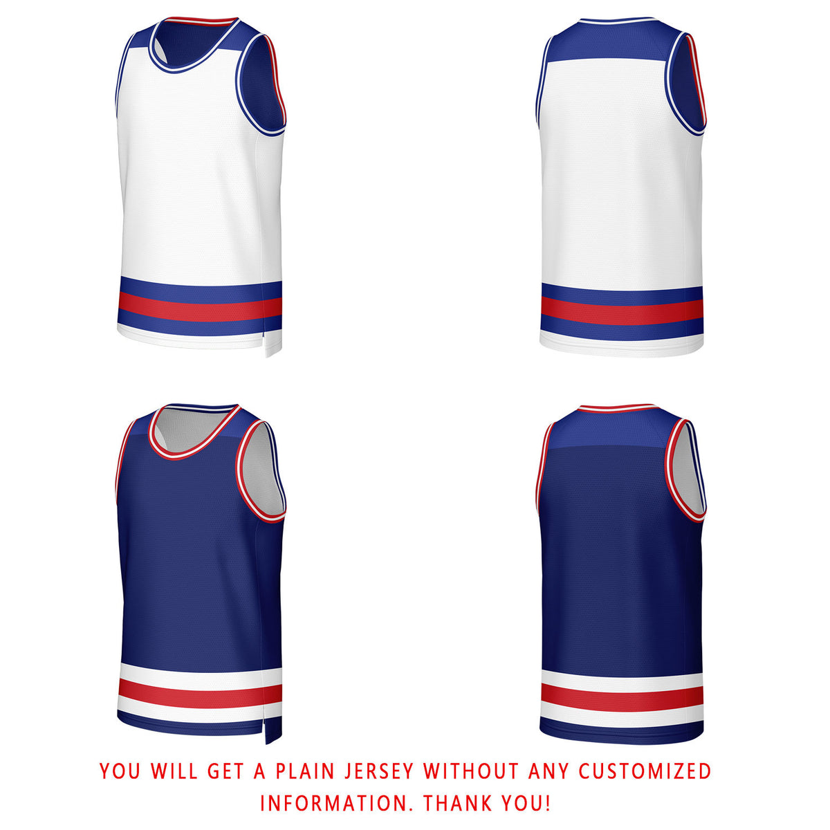 Custom White & Royal Blue Striped Reversible Basketball Jersey | Personalized Team Jerseys with Name, Number & Logo