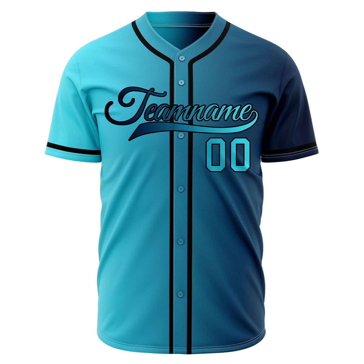 Custom Aqua and Sky Blue Gradient Baseball Jersey | Personalized Two-Tone Fade Team Uniform