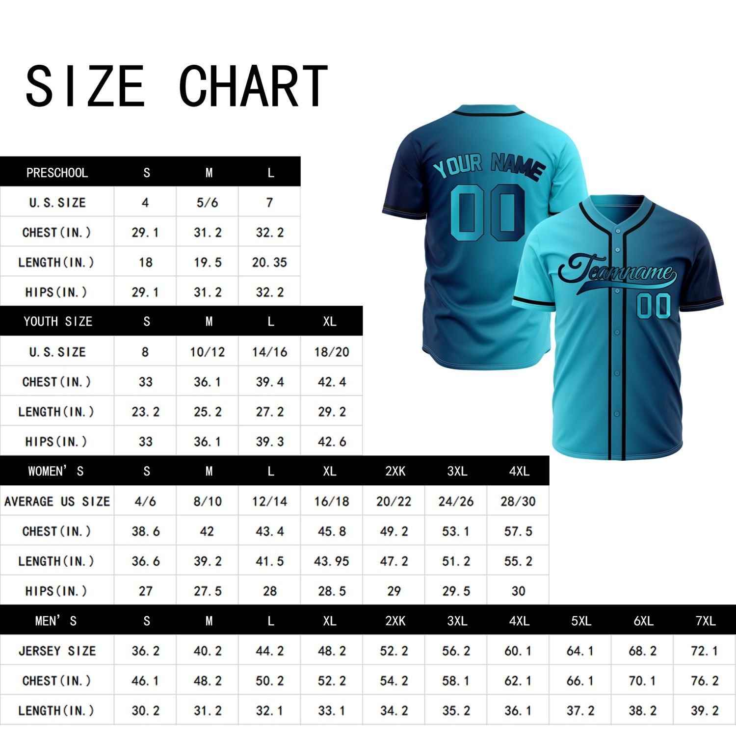 Custom Aqua and Sky Blue Gradient Baseball Jersey | Personalized Two-Tone Fade Team Uniform