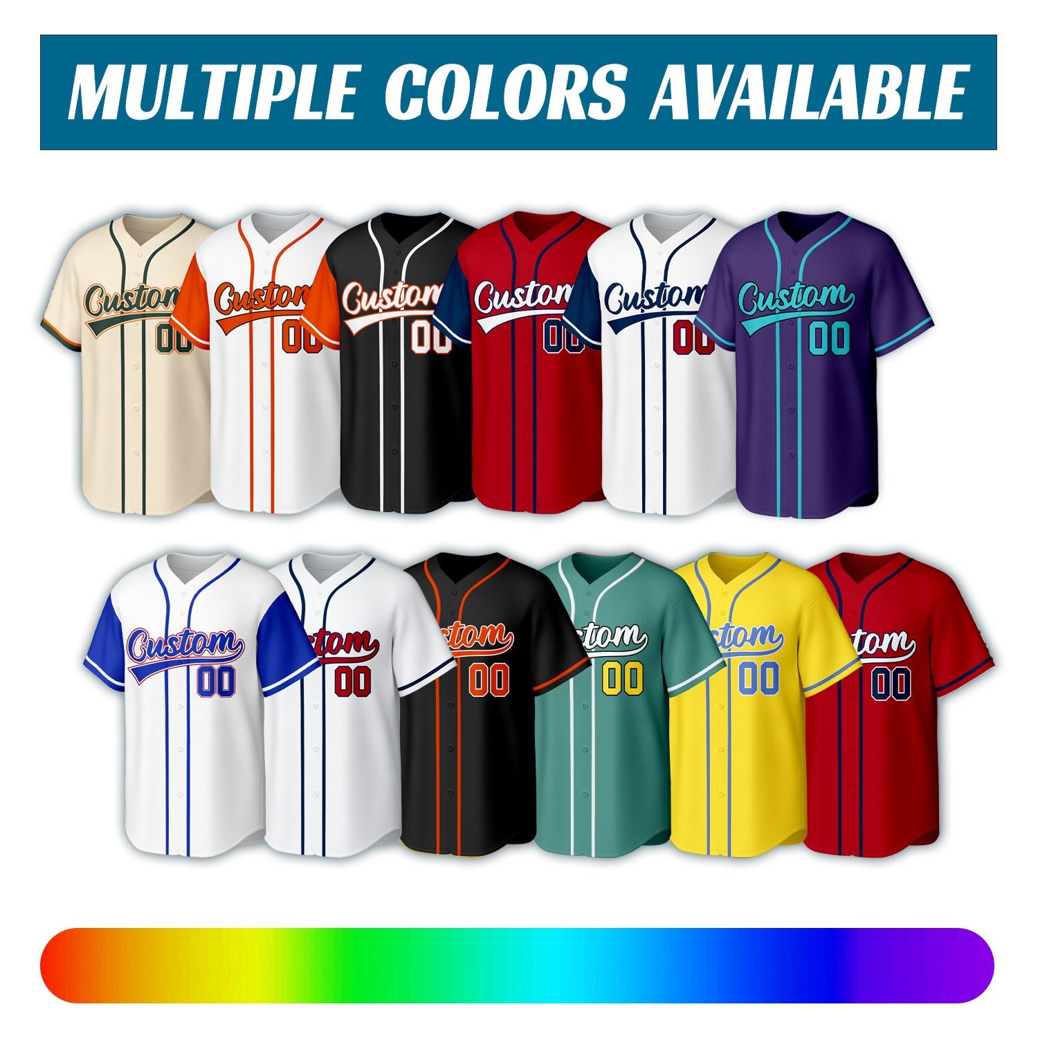 Custom red, navy & white baseball jersey with logo, personalized name & number, button-front short-sleeve sports uniform for team men women youth game practice - Vosoli