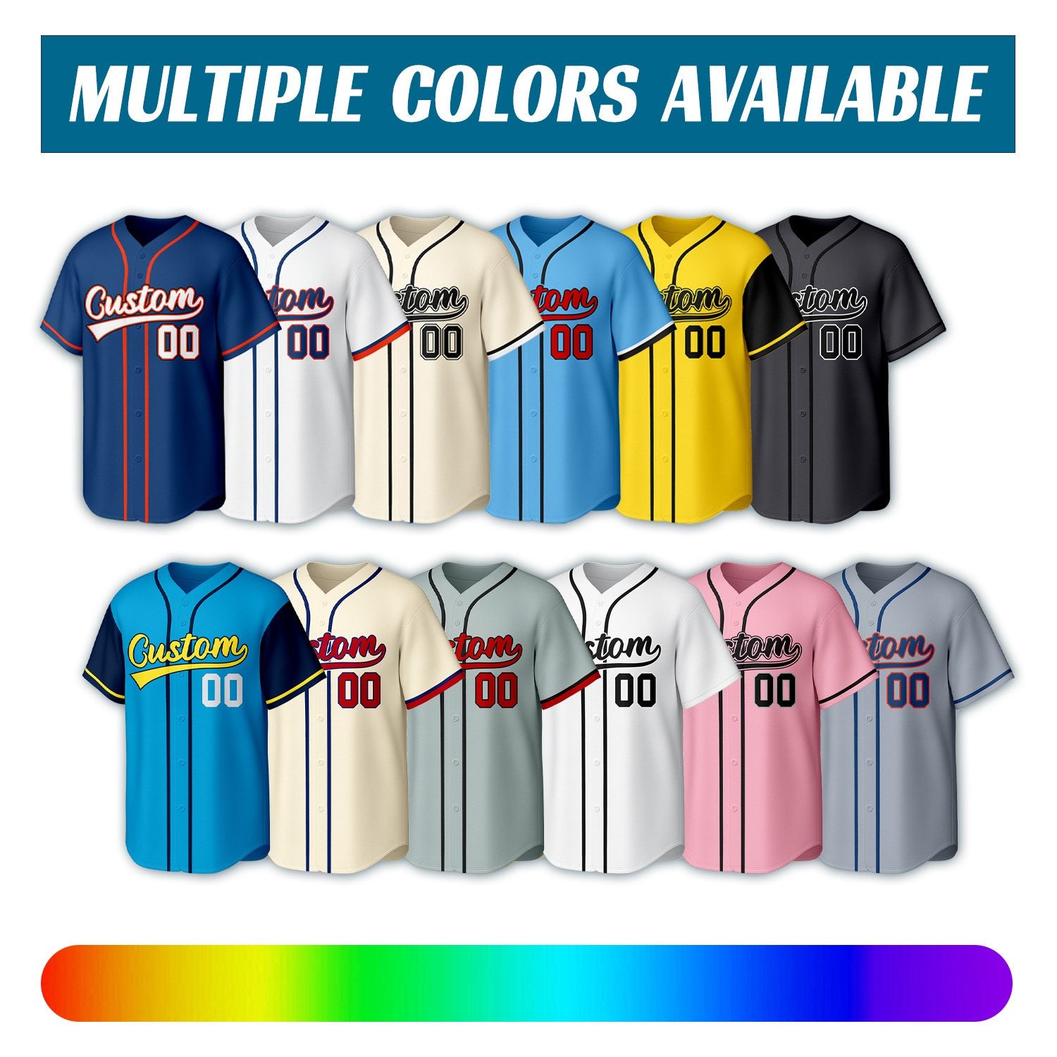 Custom black baseball jersey with stitched logo, personalized name & number, button-front short-sleeve sports uniform for team men women youth game practice - Vosoli