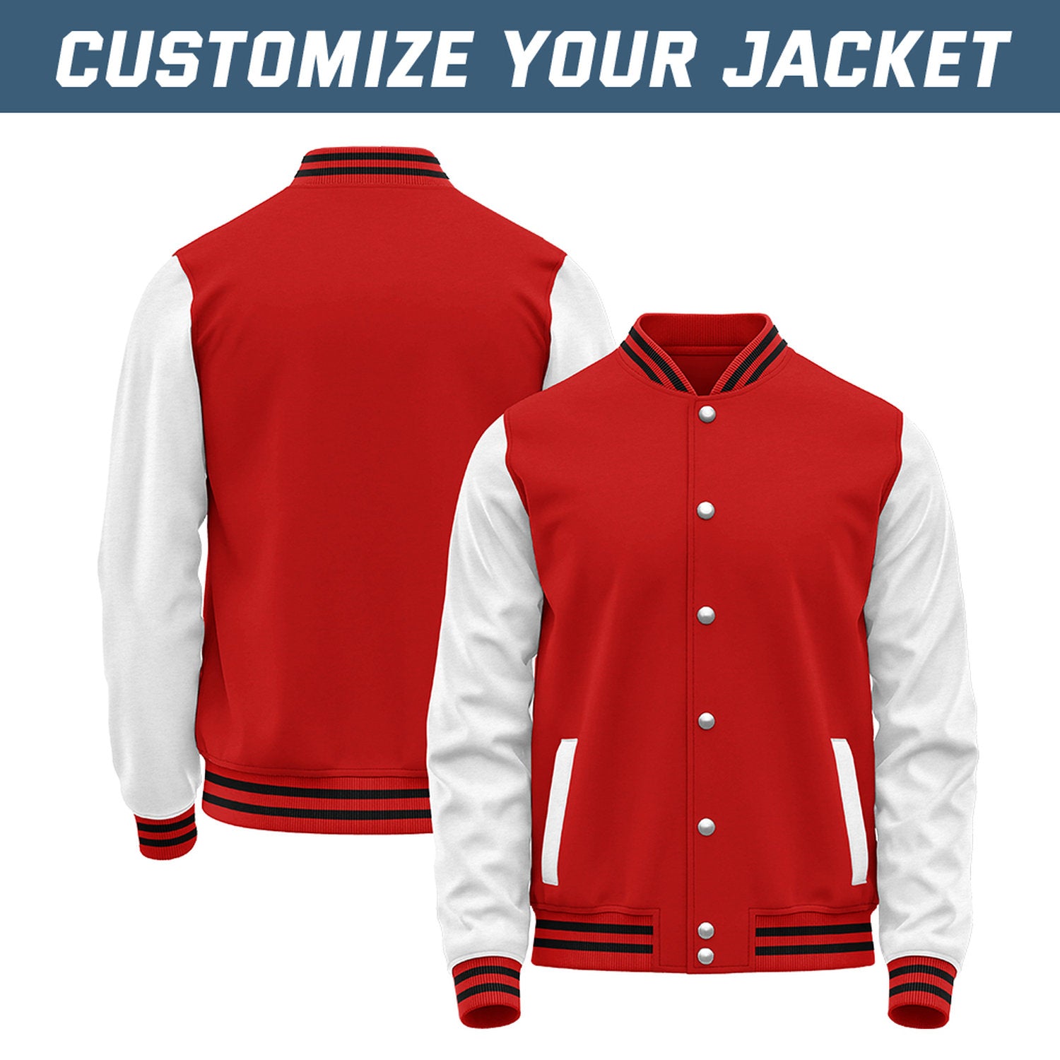 Custom Red & White Baseball Bomber Jacket | Retro Collegiate Varsity & Letterman