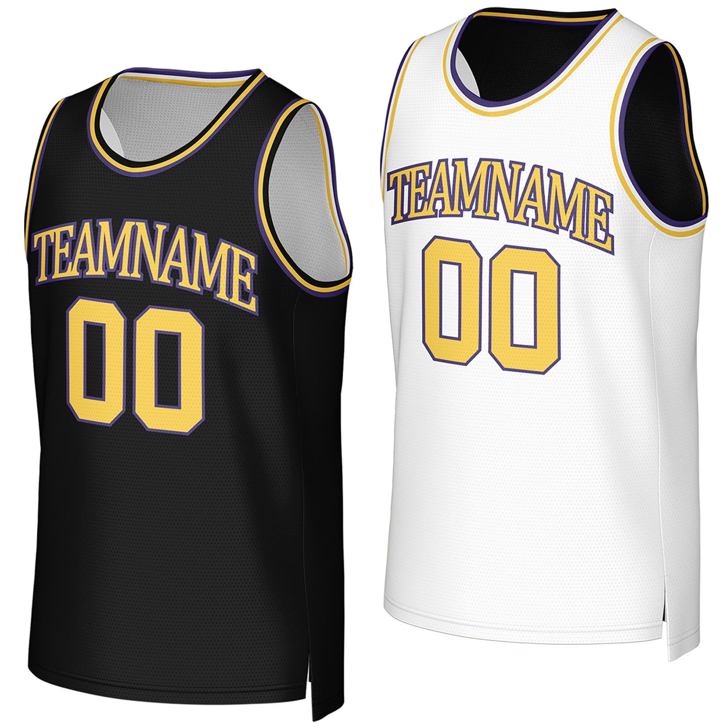 custom basketball club jerseys black white reversible by Vosoli, Personalized team name, number & logo.