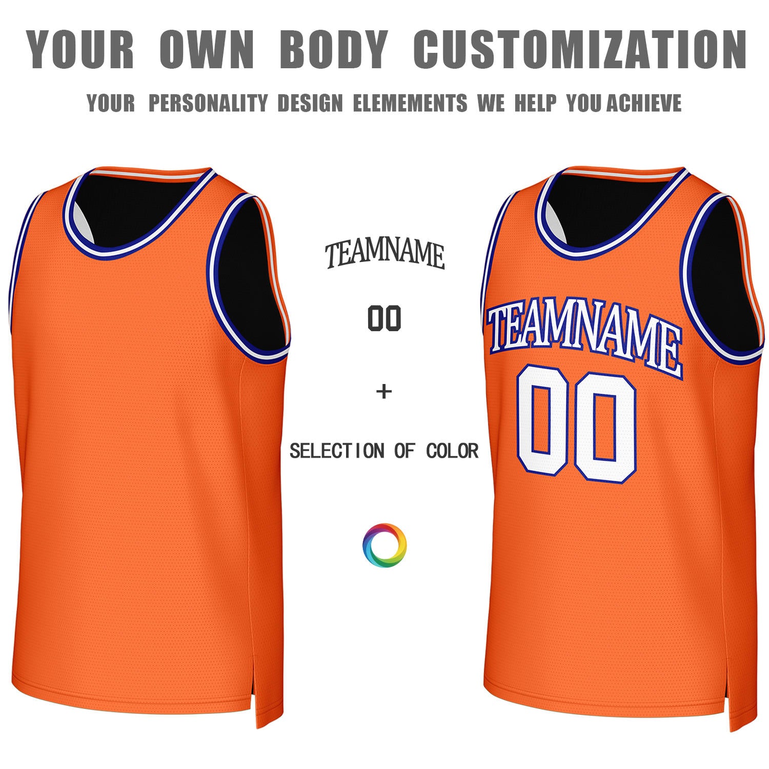 Custom Orange & Black Reversible Basketball Jersey | Personalized Team Jerseys with Name, Number & Logo