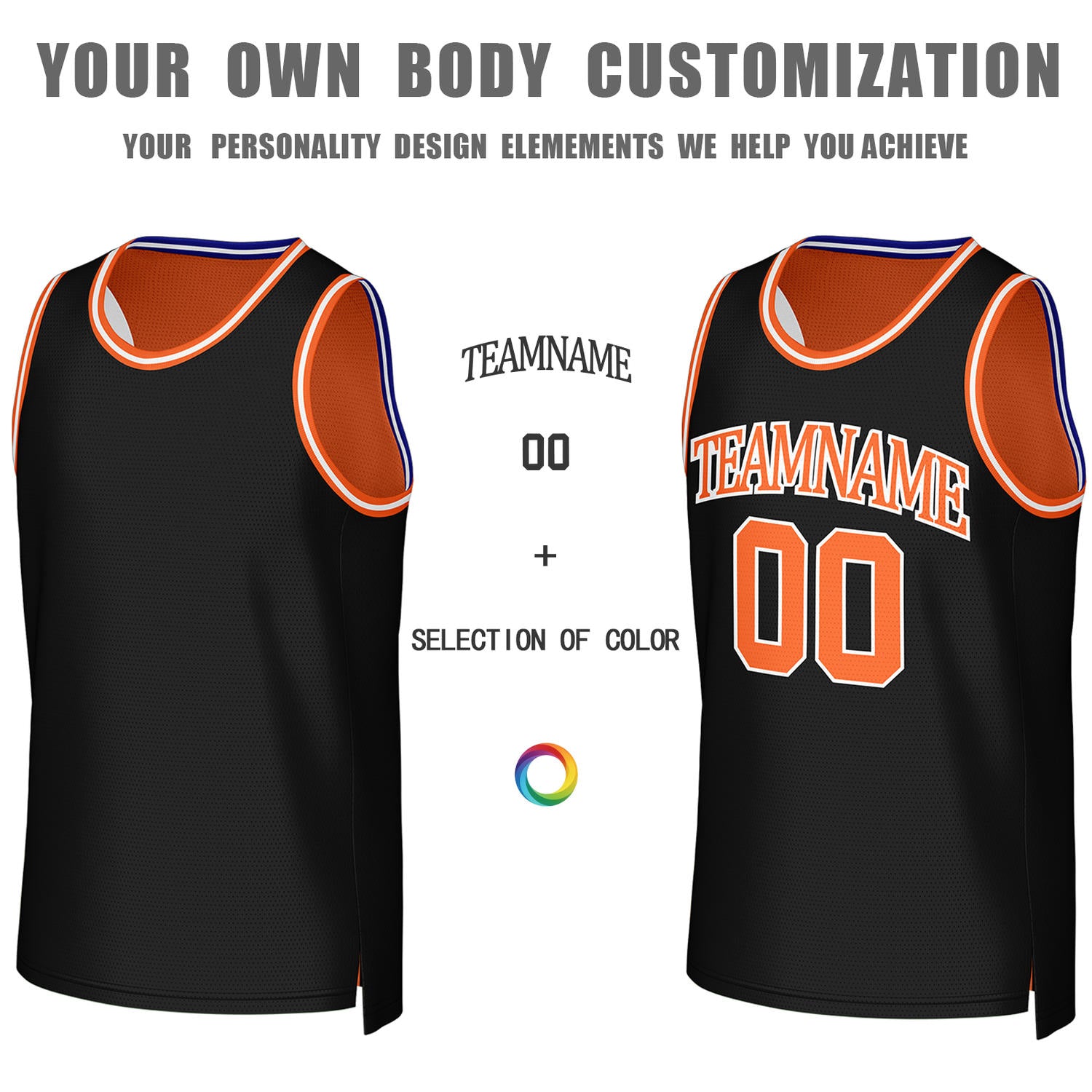 Custom Orange & Black Reversible Basketball Jersey | Personalized Team Jerseys with Name, Number & Logo