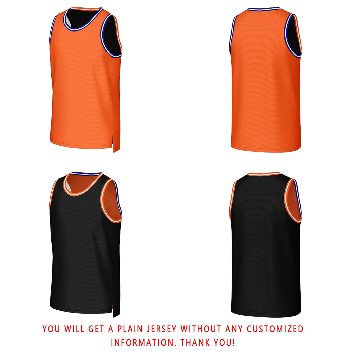 Custom Orange & Black Reversible Basketball Jersey | Personalized Team Jerseys with Name, Number & Logo