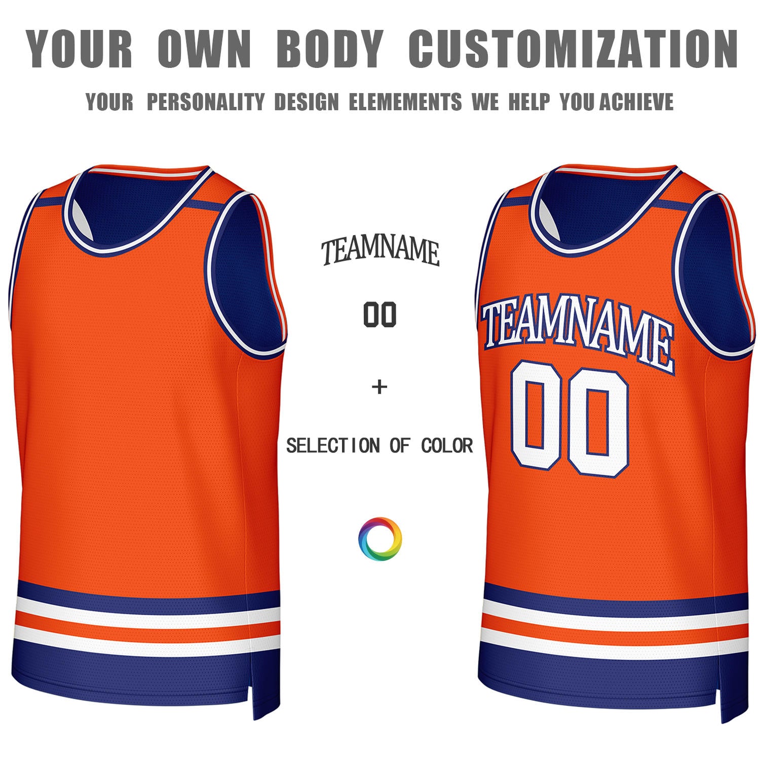 Custom Orange & Navy Reversible Basketball Jersey | Personalized Team Jerseys for Adult & Youth