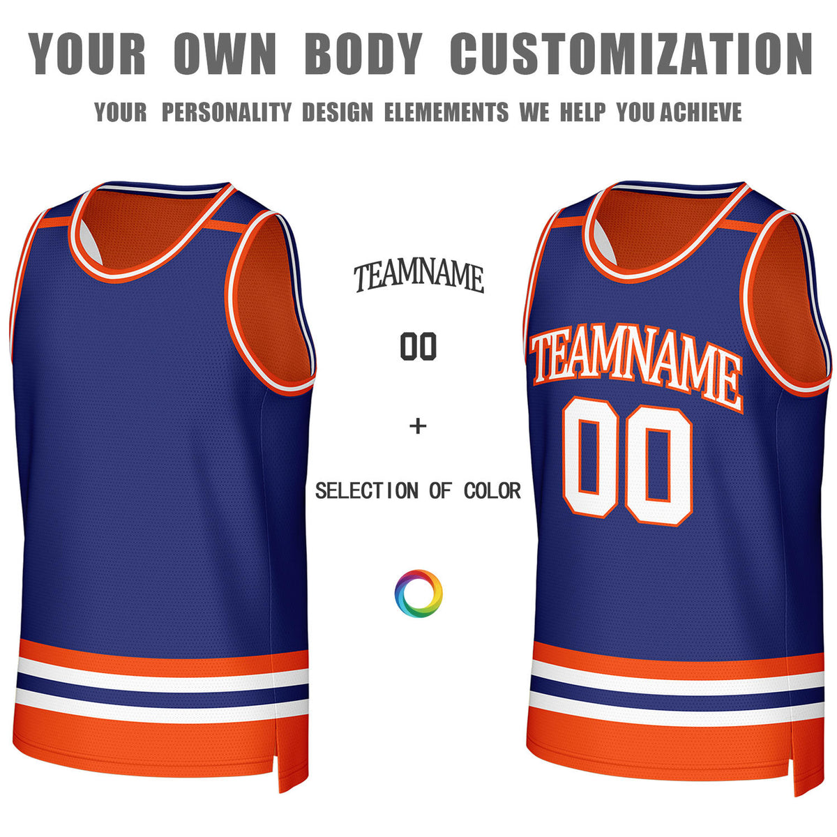 Custom Orange & Navy Reversible Basketball Jersey | Personalized Team Jerseys for Adult & Youth