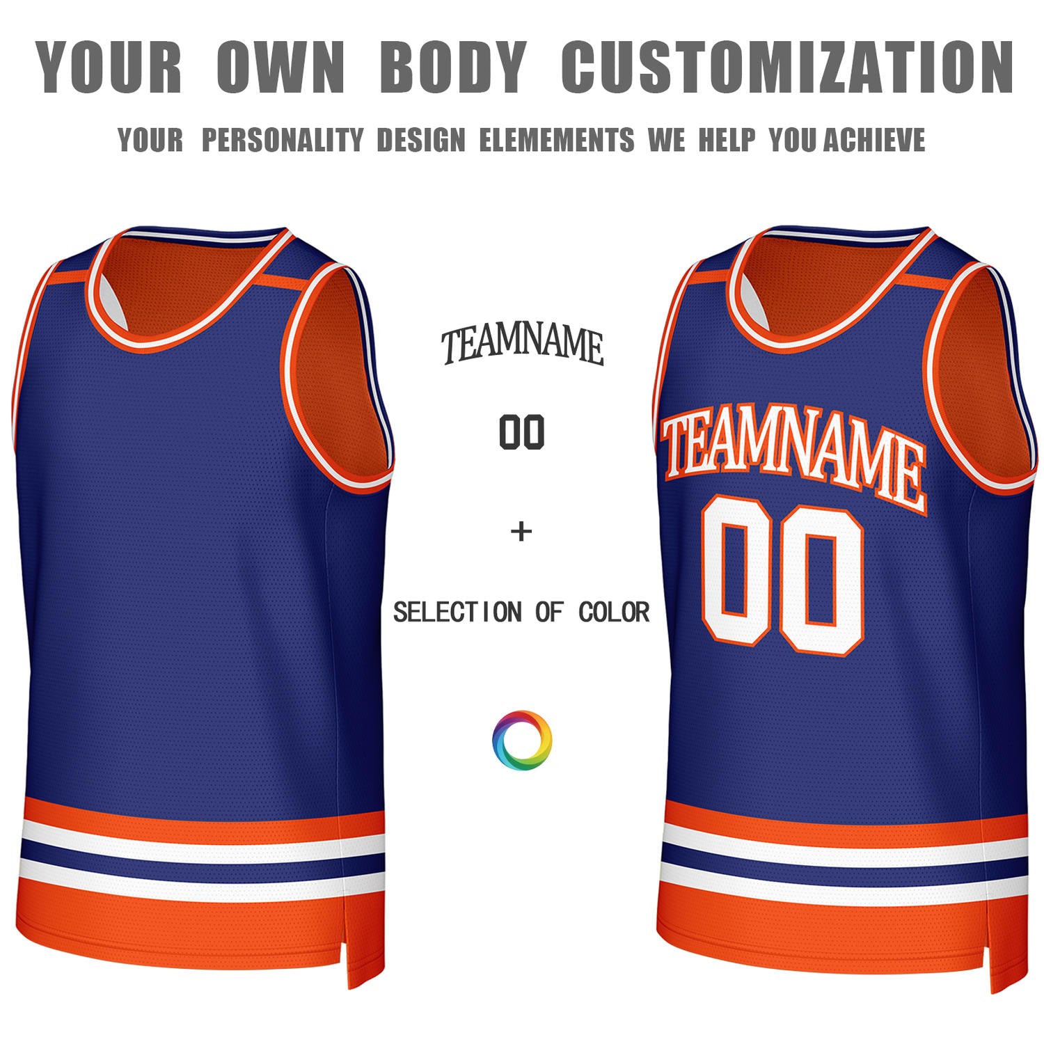 Custom Orange & Navy Reversible Basketball Jersey | Personalized Team Jerseys for Adult & Youth