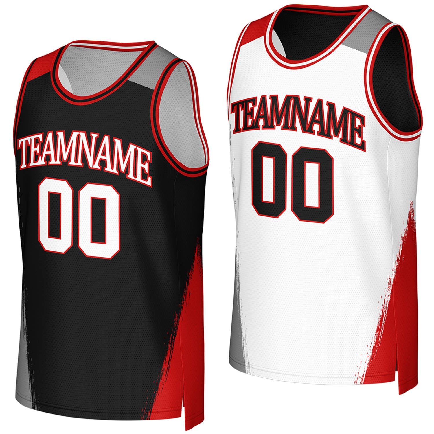 Custom basketball club team jerseys black white reversible by Vosoli, Personalized team name, number & logo. Fast delivery.