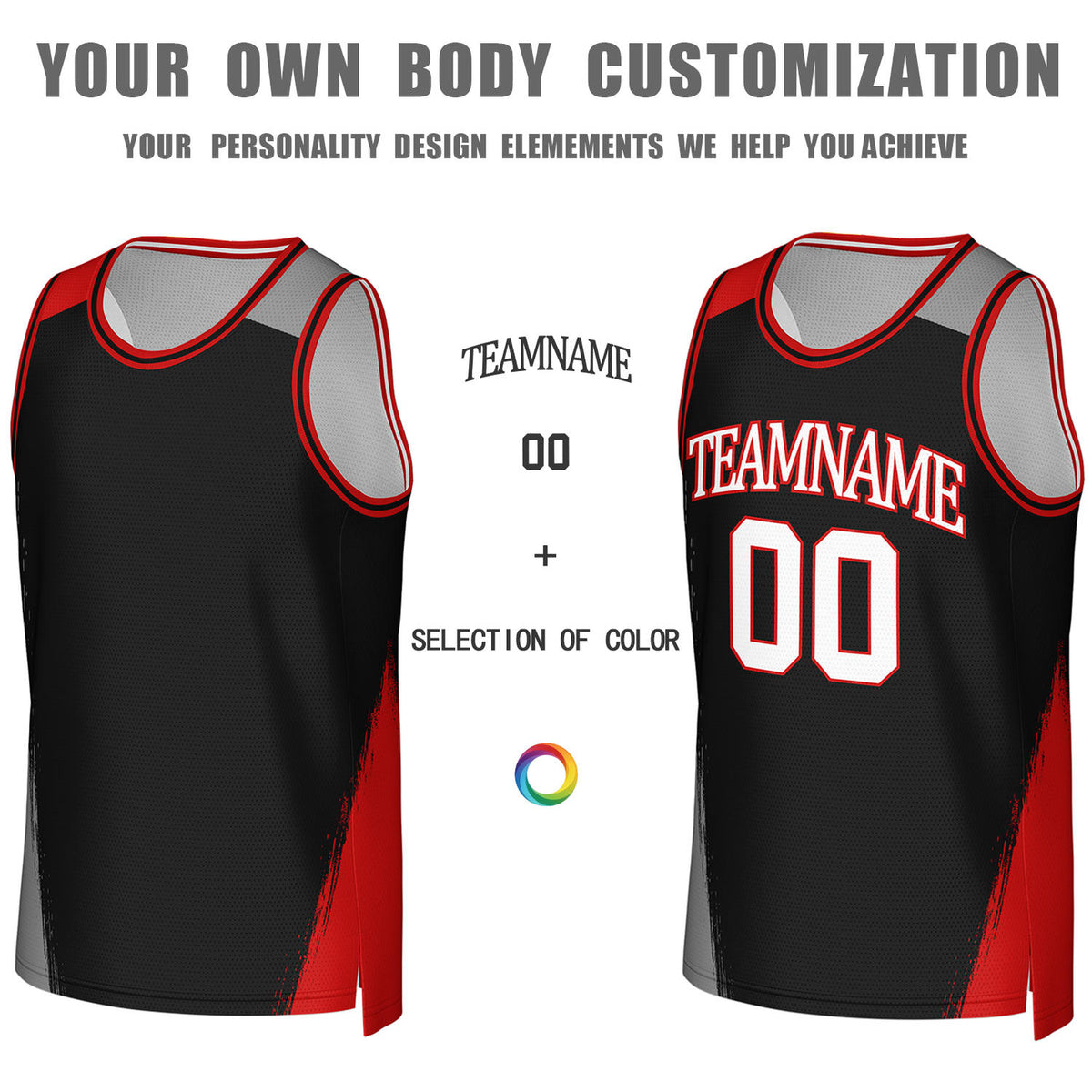 Custom Black & White Brush Stroke Reversible Basketball Jersey | Personalized Team Uniforms for Adult & Youth