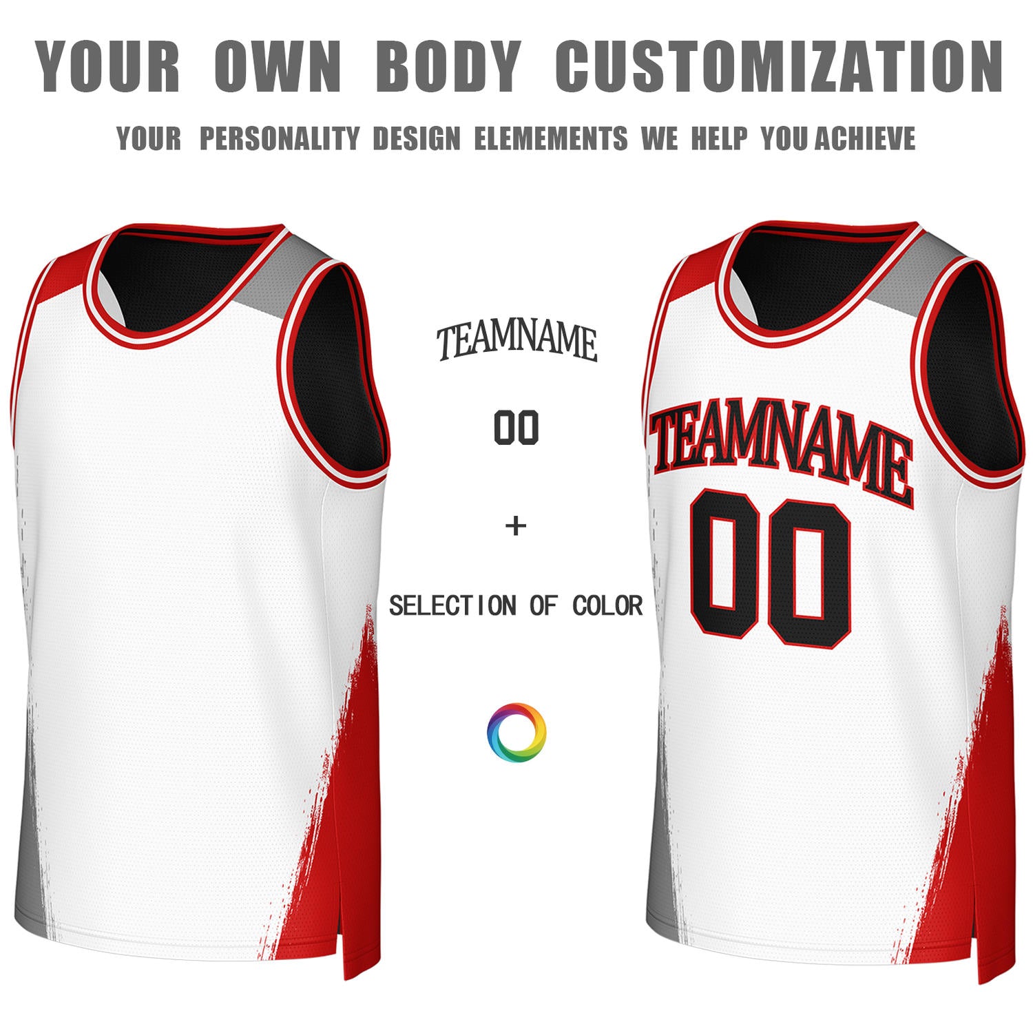 Custom Black & White Brush Stroke Reversible Basketball Jersey | Personalized Team Uniforms for Adult & Youth