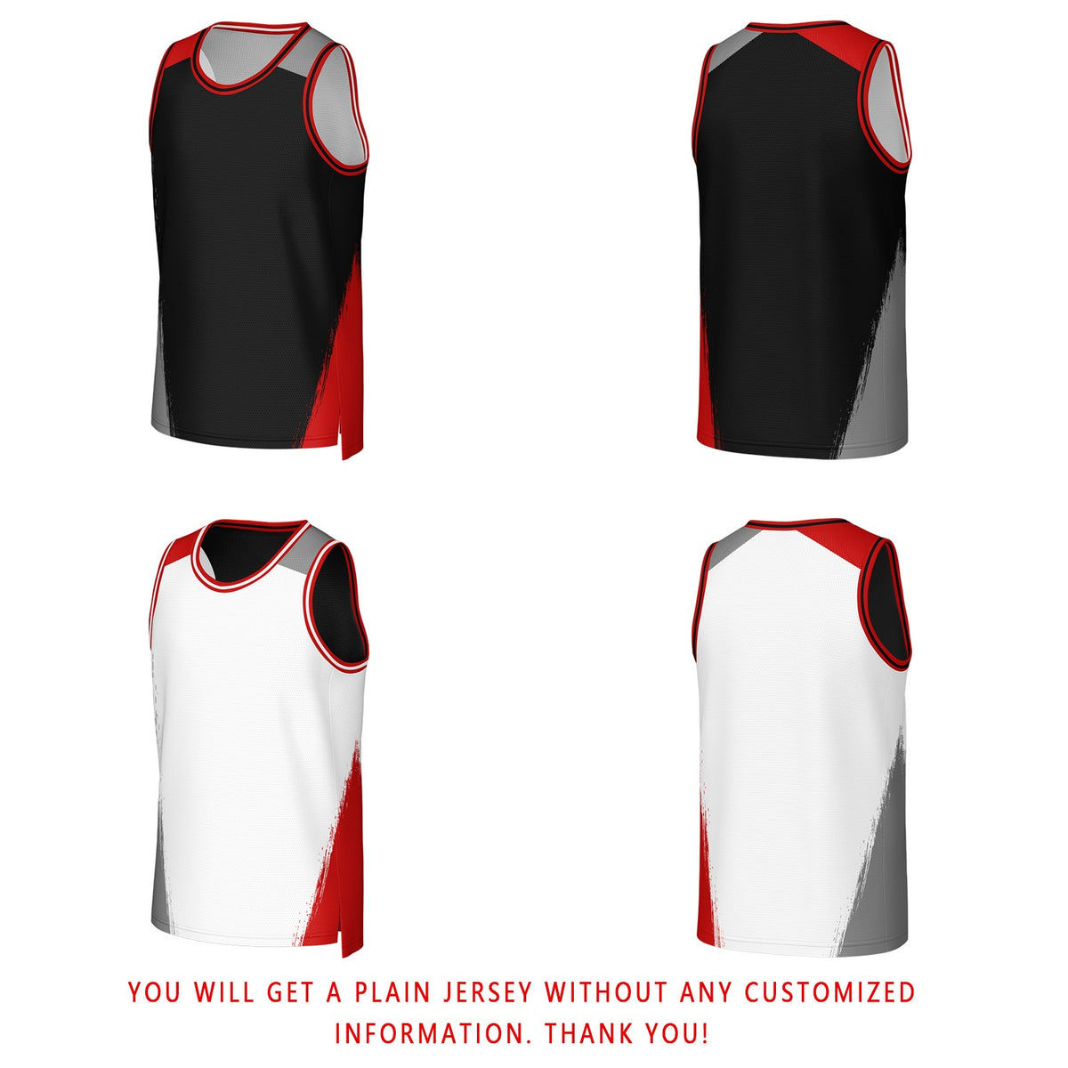 Custom Black & White Brush Stroke Reversible Basketball Jersey | Personalized Team Uniforms for Adult & Youth