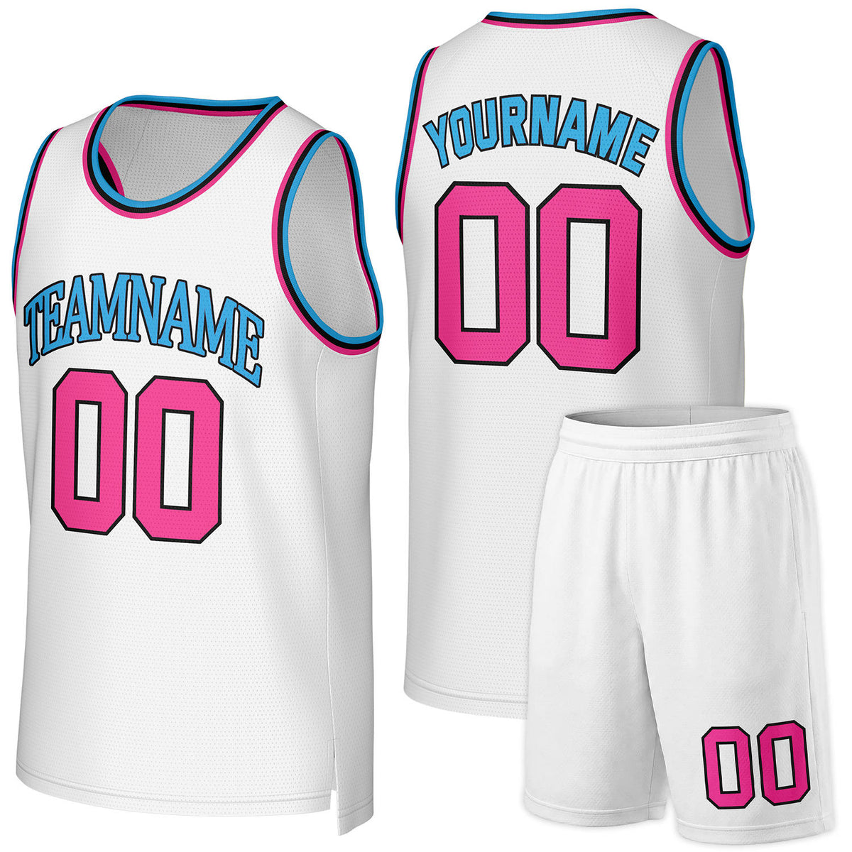 Personalized White & Multicolor Basketball Jersey Shorts Kit | Custom Team Gear for Training & Competitions