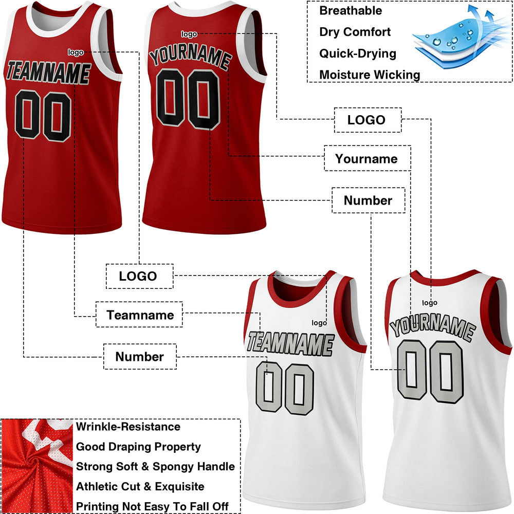 Custom Basketball Jersey Home & Away Set | Personalized Red & White Team Uniform