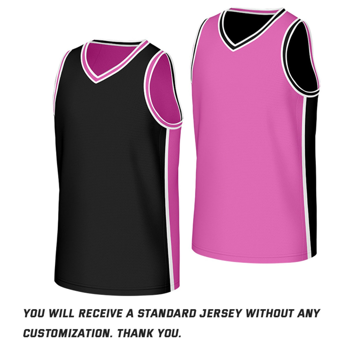 Custom Black & Pink Reversible Basketball Jersey | Personalized Team Jerseys with Name Number Logo