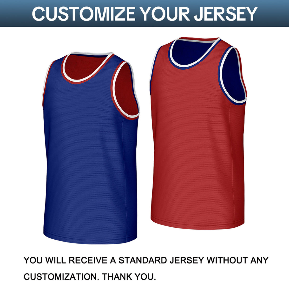 Custom Blue & Red Reversible Basketball Jersey | Personalized Sleeveless Mesh Jersey for Men Women Youth