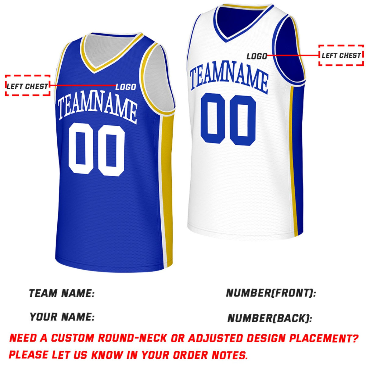Custom Blue & White Reversible Basketball Jersey | Personalized Team Jerseys with Name Number Logo