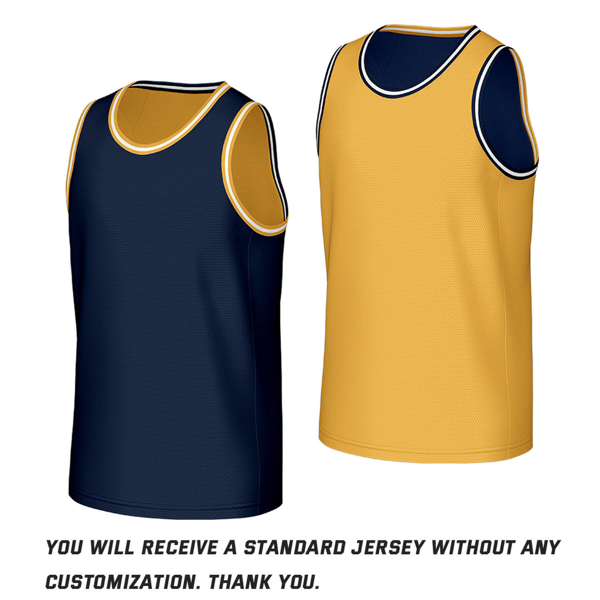Custom Reversible Basketball Jersey Navy & Gold Mesh Team Uniform for Adult Youth