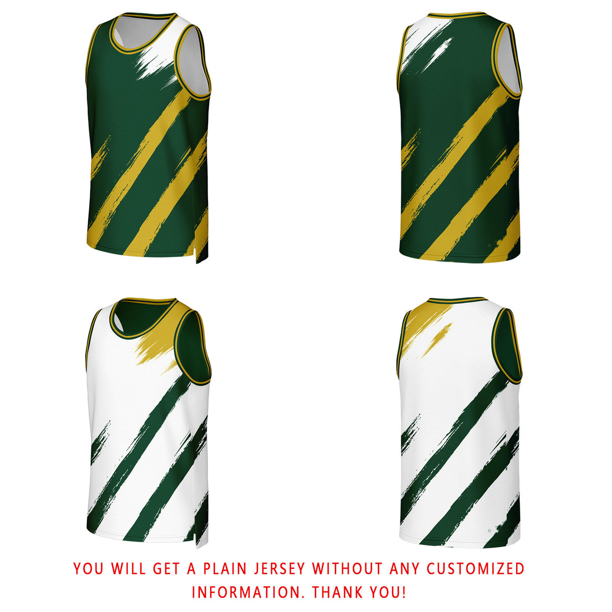 Custom Green & White Brush Stroke Reversible Basketball Jersey | Personalized Team Uniforms for Adult & Youth
