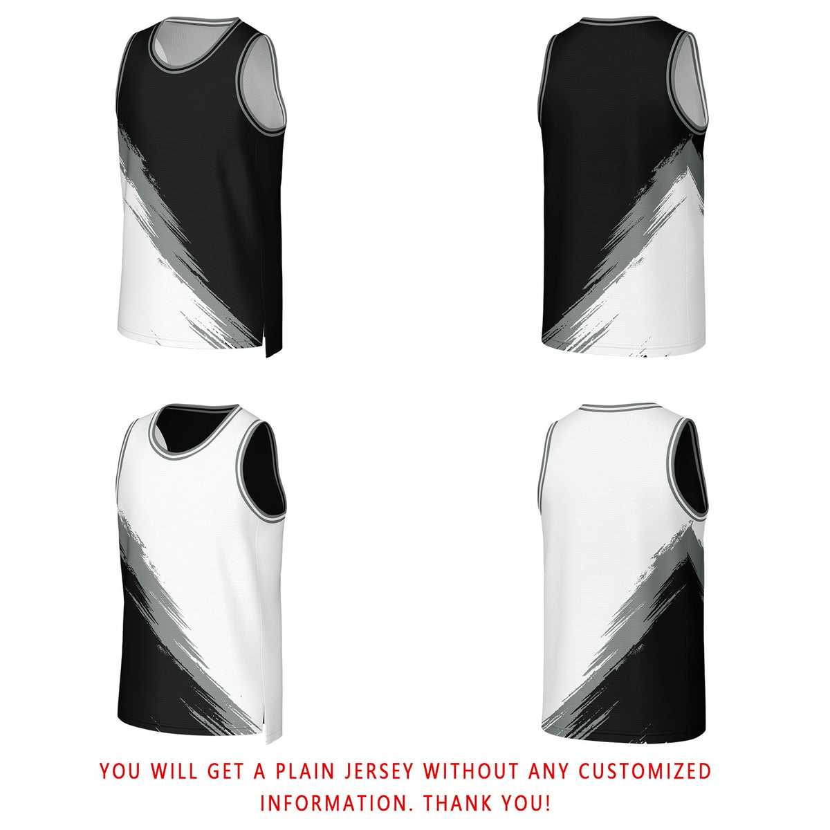 Custom Black & White Brush Stroke Reversible Basketball Jersey | Personalized Team Uniforms for Adult & Youth