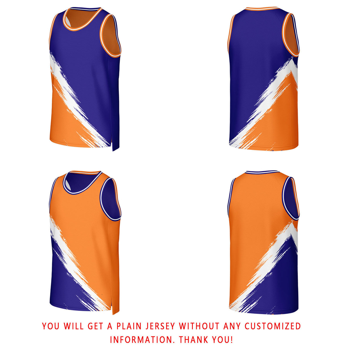 Custom Royal Blue & Orange Brush Stroke Reversible Basketball Jersey | Personalized Team Uniforms for Adult & Youth