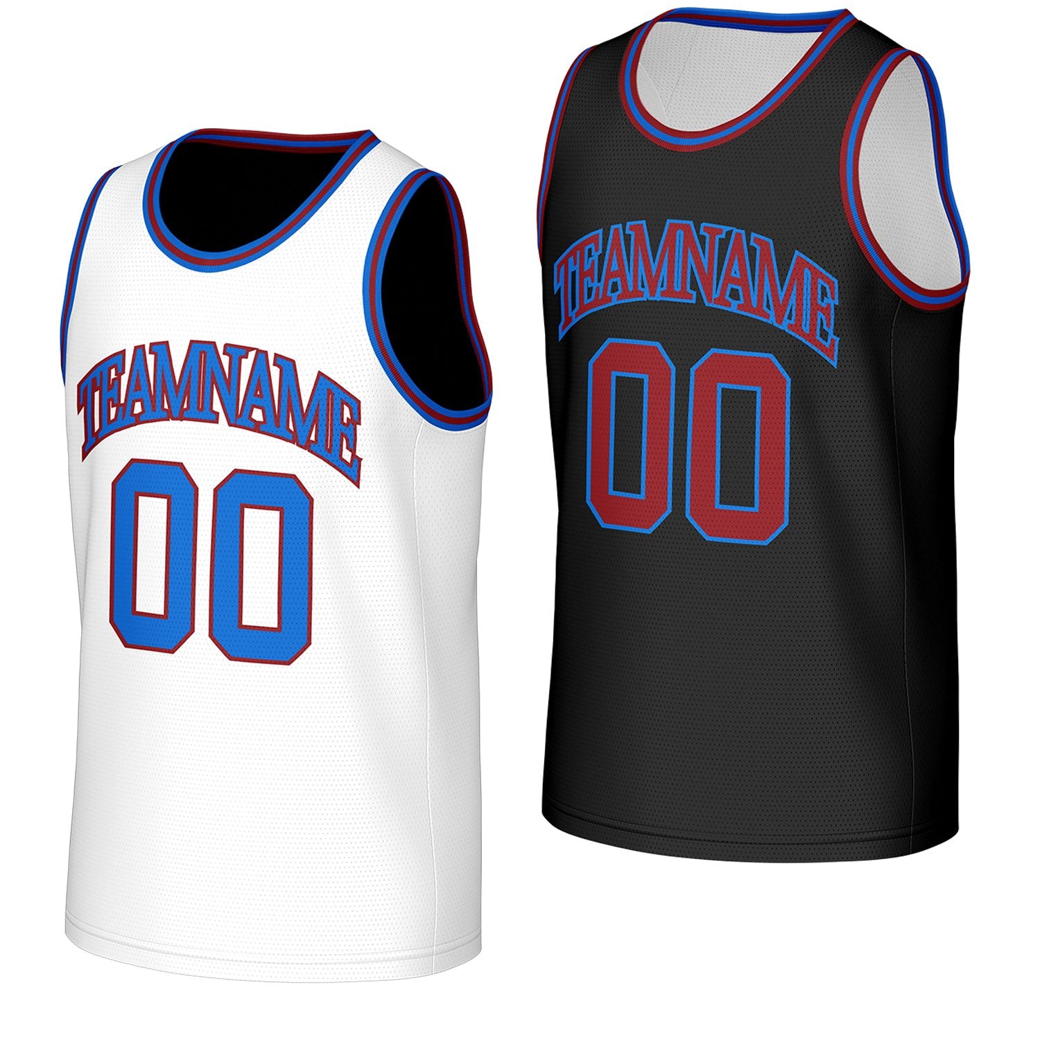 custom basketball jerseys for high school teams white black reversible by Vosoli, personalized team name, number & logo, breathable mesh dual sided basketball jersey for high school team games