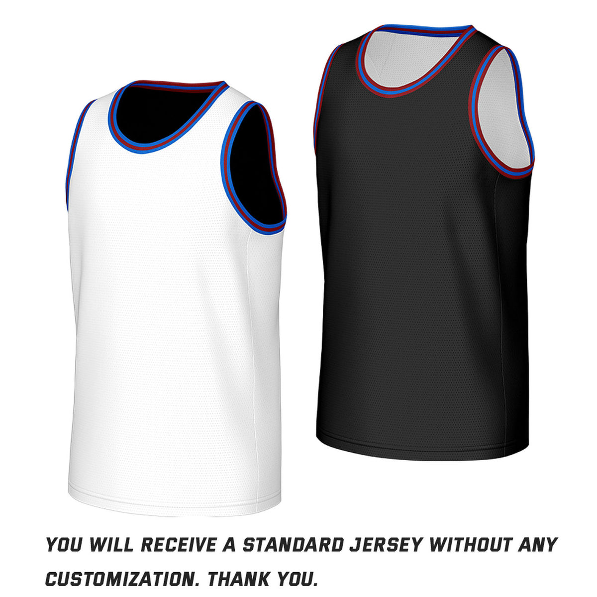 Custom Classic Double Trim Reversible Basketball Jersey White & Black Mesh Team Uniform for Adult Youth