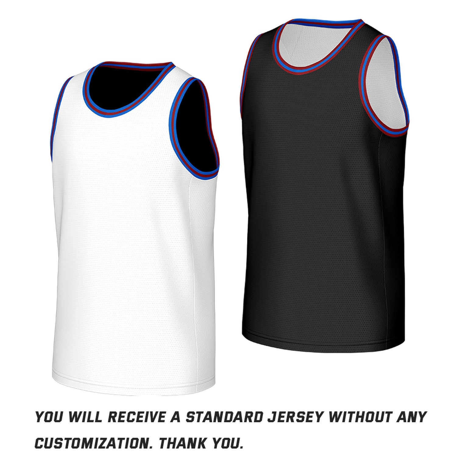 Custom Classic Double Trim Reversible Basketball Jersey White & Black Mesh Team Uniform for Adult Youth