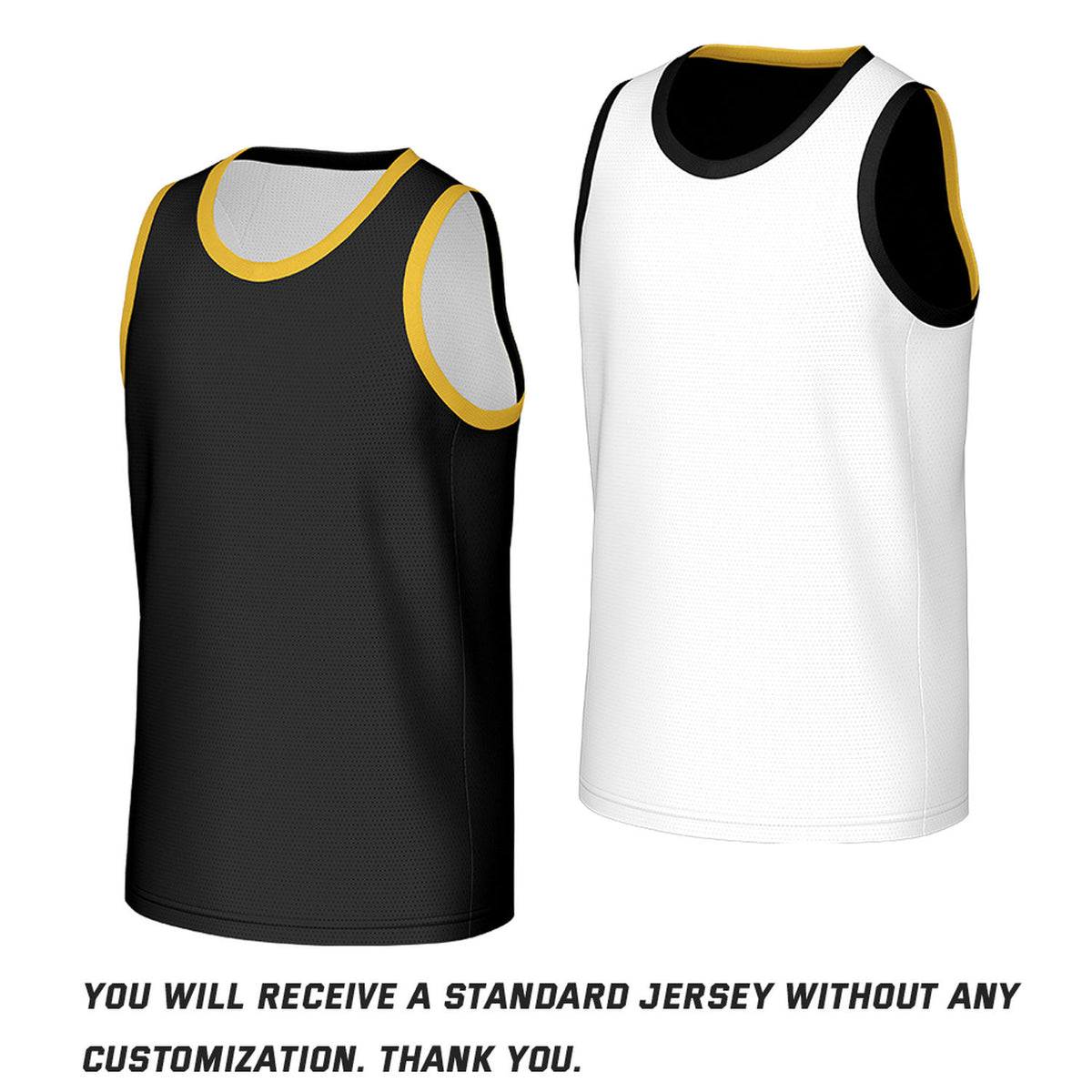 Custom Classic Double Trim Reversible Basketball Jersey Black & Gold Mesh Team Uniform for Adult Youth