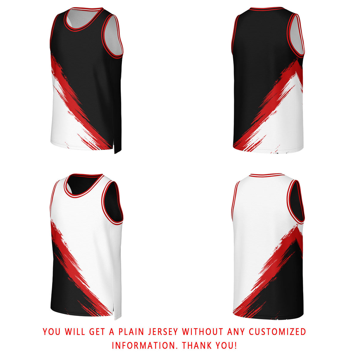 Custom Black & White Brush Stroke Reversible Basketball Jersey | Personalized Team Uniforms for Adult & Youth